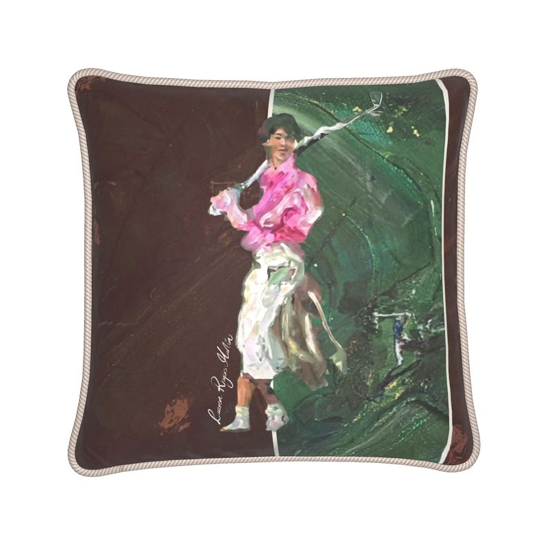 Lady Golfer Silk Cushion