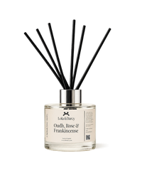 Oudh, Rose & Frankincense reed diffuser by The LRM Studio – Whitstable home fragrance