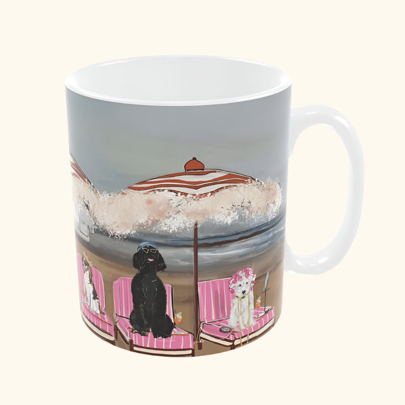 Dogs of Whitstable V2 collector's mug by LRM Studio – back view with coastal artwork
