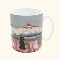 Dogs of Whitstable V2 collector's mug by LRM Studio – back view with coastal artwork