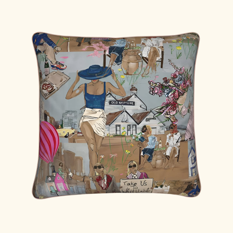 Whitstable Memories luxury cushion by The LRM Studio – front view