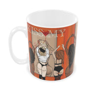 KISS MY mug by The LRM Studio – front view, bold female art design