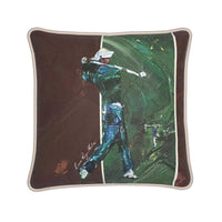 Silk golf cushion by The LRM Studio – front view, Whitstable Seasalter Golf Club artwork