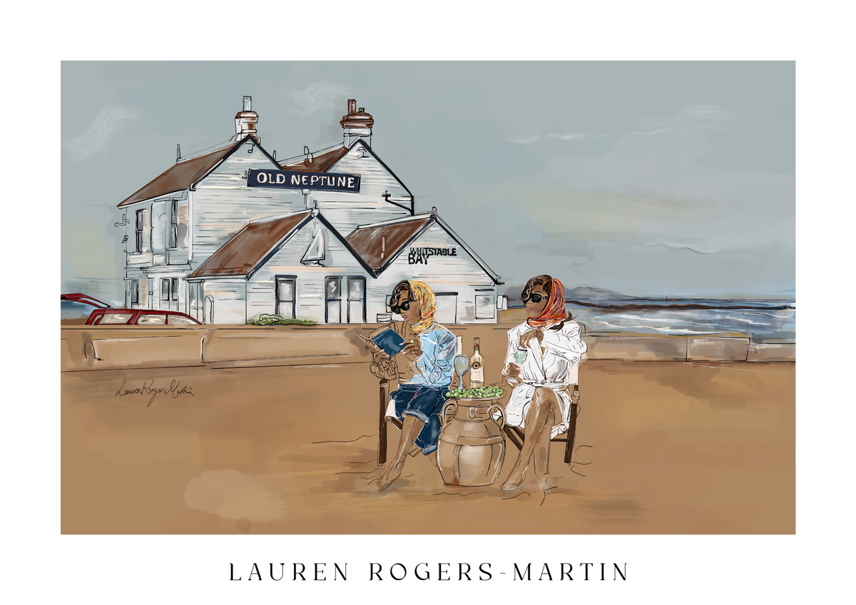 Friendship on Whitstable Beach poster print detail – Lauren Rogers-Martin