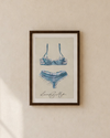 Blue Lingerie poster print by LRM Studio – framed in dark wood, empowering female art