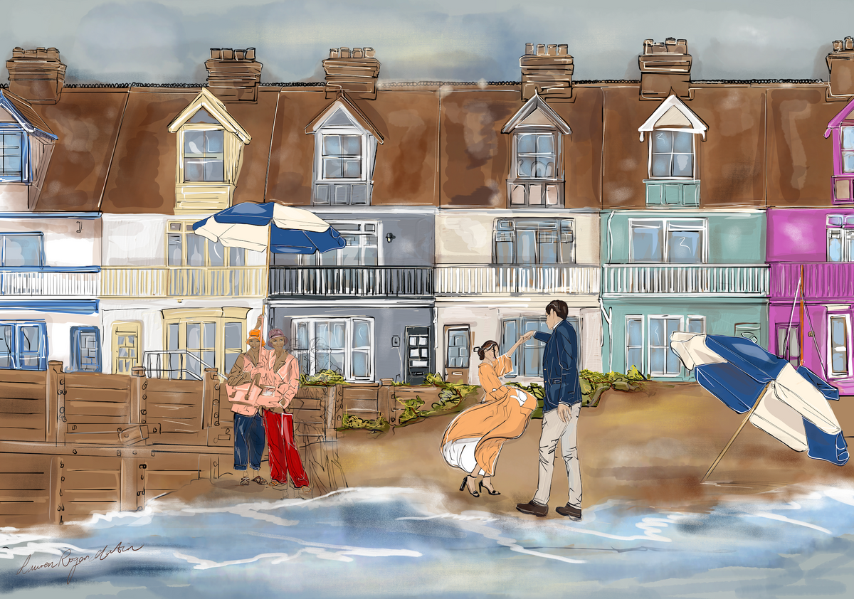 A Dance on Whitstable Beach print unframed – Lauren Rogers-Martin