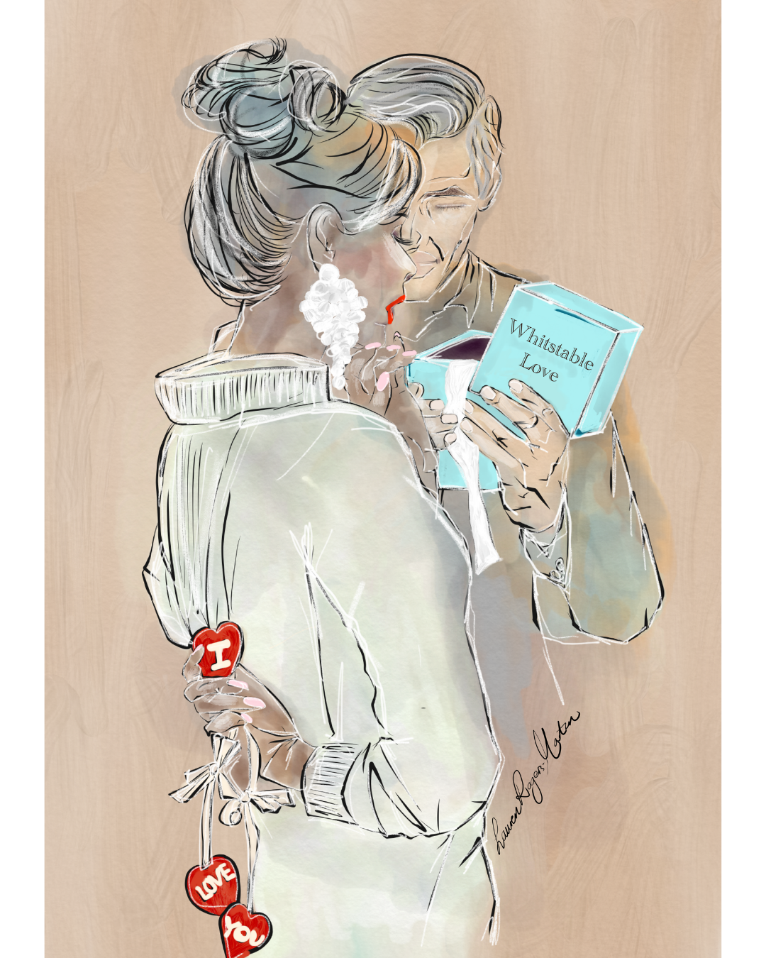 A Touch of Whitstable – woman holding a heart illustration by Lauren Rogers-Martin