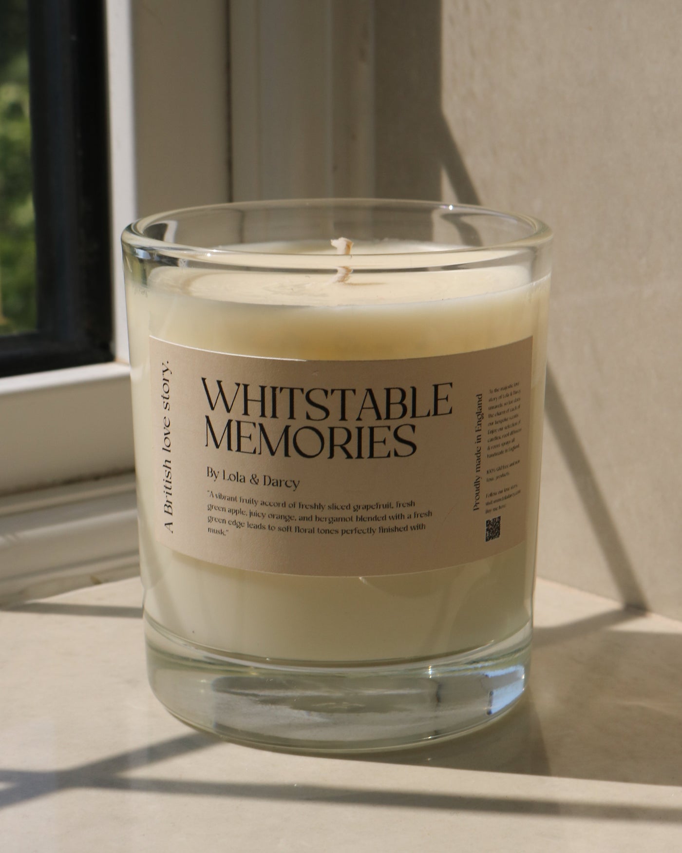 Whitstable Memories soy candle on a Whitstable windowsill – The LRM Studio