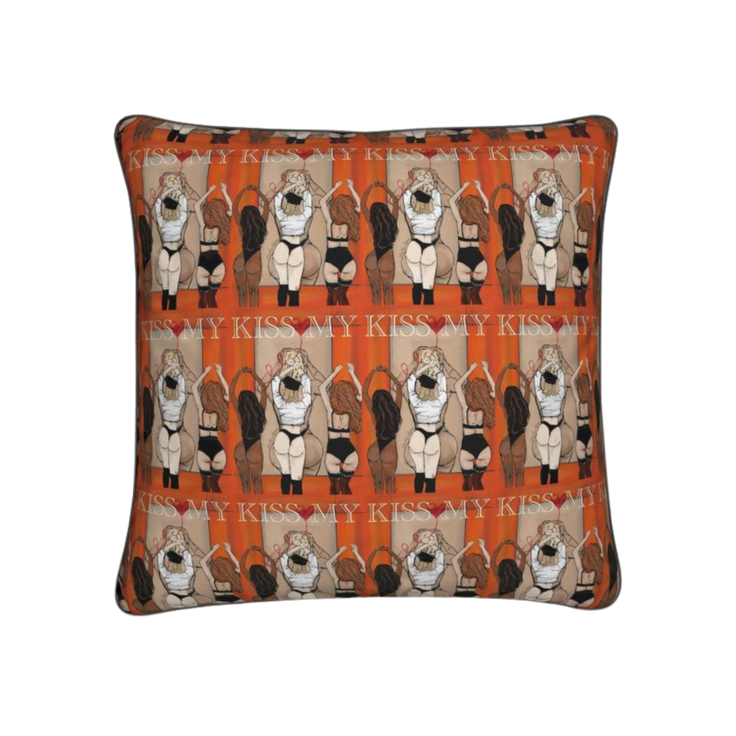 'KISS MY...' Art Statement Cushion (60 × 60 cm)
