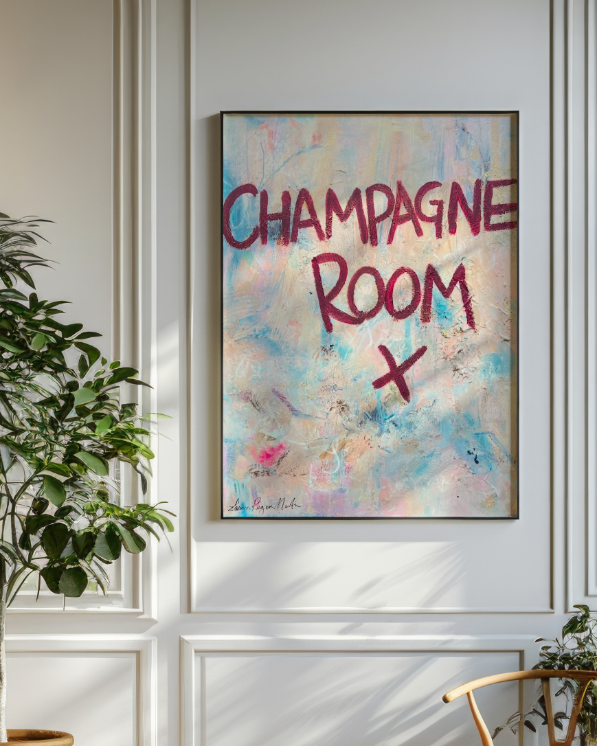 Champagne Room original painting by Lauren Rogers-Martin – vibrant figurative oil on canvas