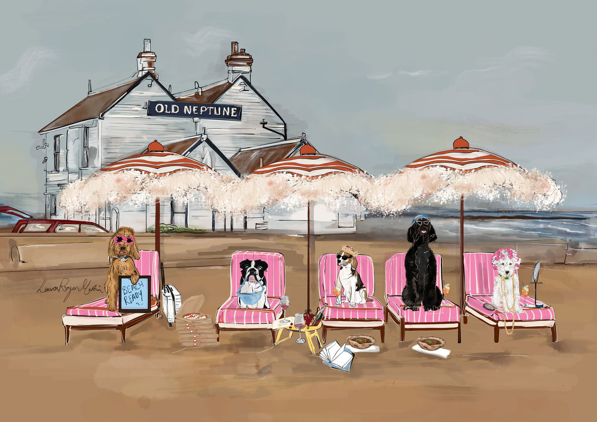 Dogs of Whitstable V2 art print in home setting – LRM Studio Whitstable