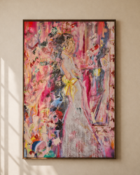 Lost Vanity original painting by Lauren Rogers-Martin – female figure in silver glitter dress