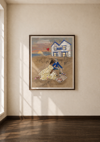 Martin & Lauren (Yellow Dress) fine art print – couple at Whitstable by LRM Studio