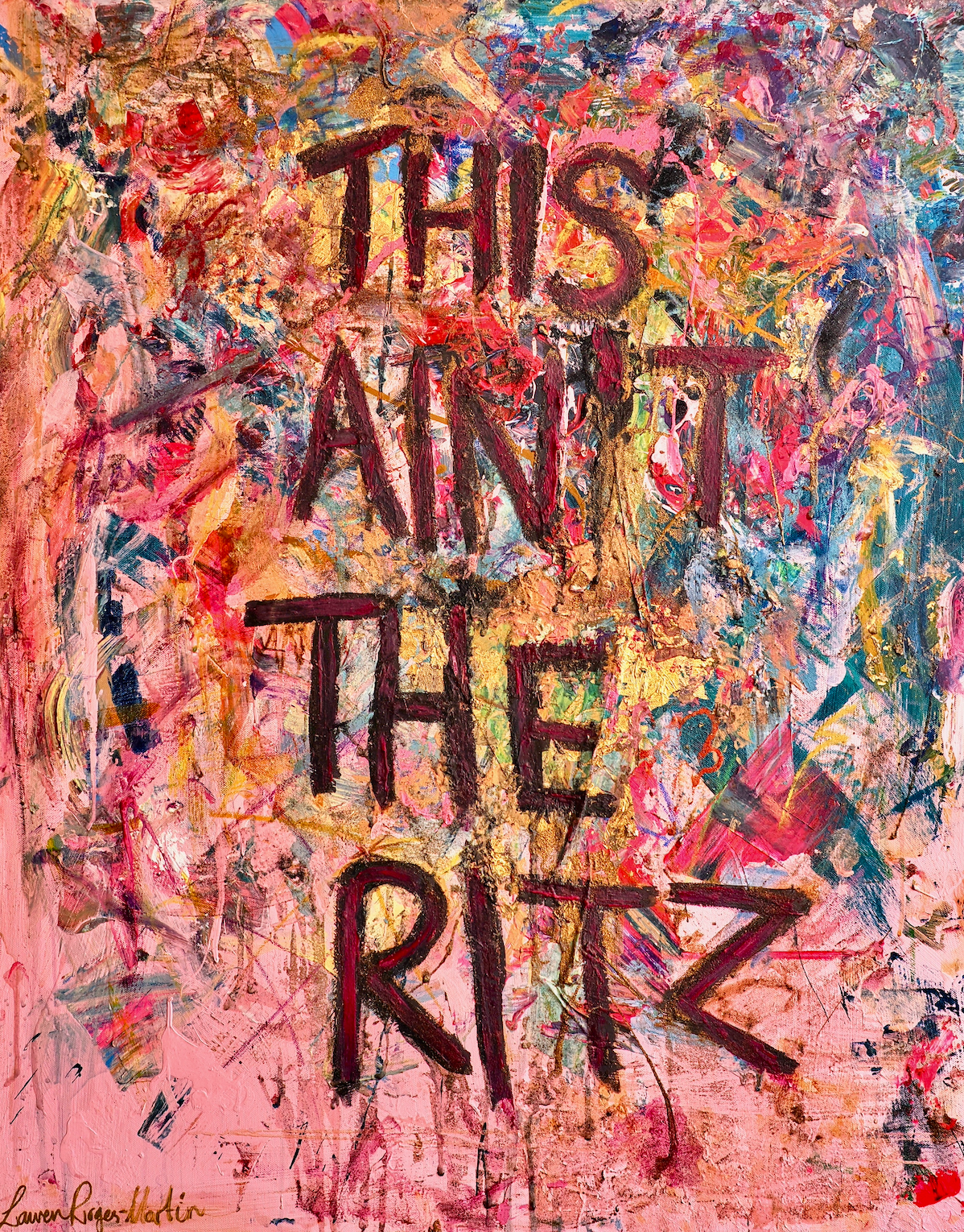 This Ain't The Ritz V3 canvas detail – original painting by LRM Studio